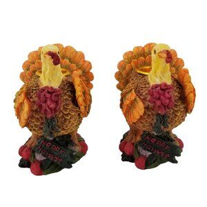 Happy Harvest Turkey Taper Candle Holders Set